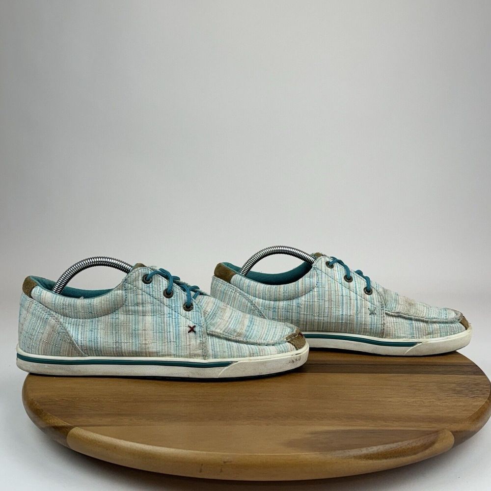 Womensโ Twisted X Hooey Loper Turquoise Striped Casual Loafers Shoes Size 10 M